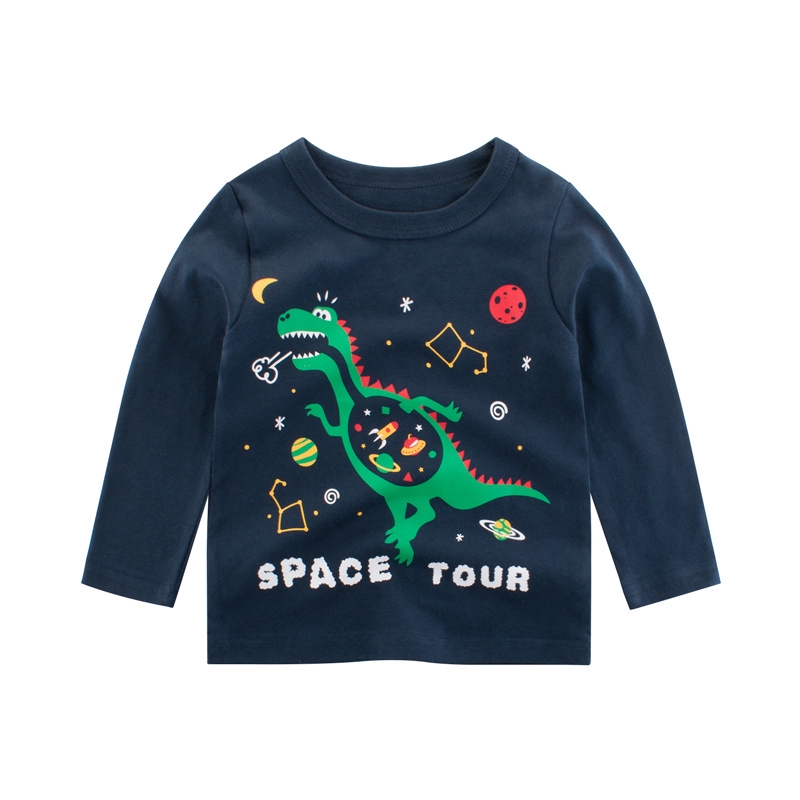 Boy Cartoon Dinosaur Universe Design Long Sleeve T Shirt Children S Clothing Baby Bottom Coat Shopee Malaysia - t shirt roblox dinosaurio blue