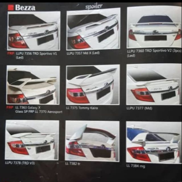 Bezza 2020 New Colour Jenis2 Spoiler With Paint Shopee Malaysia