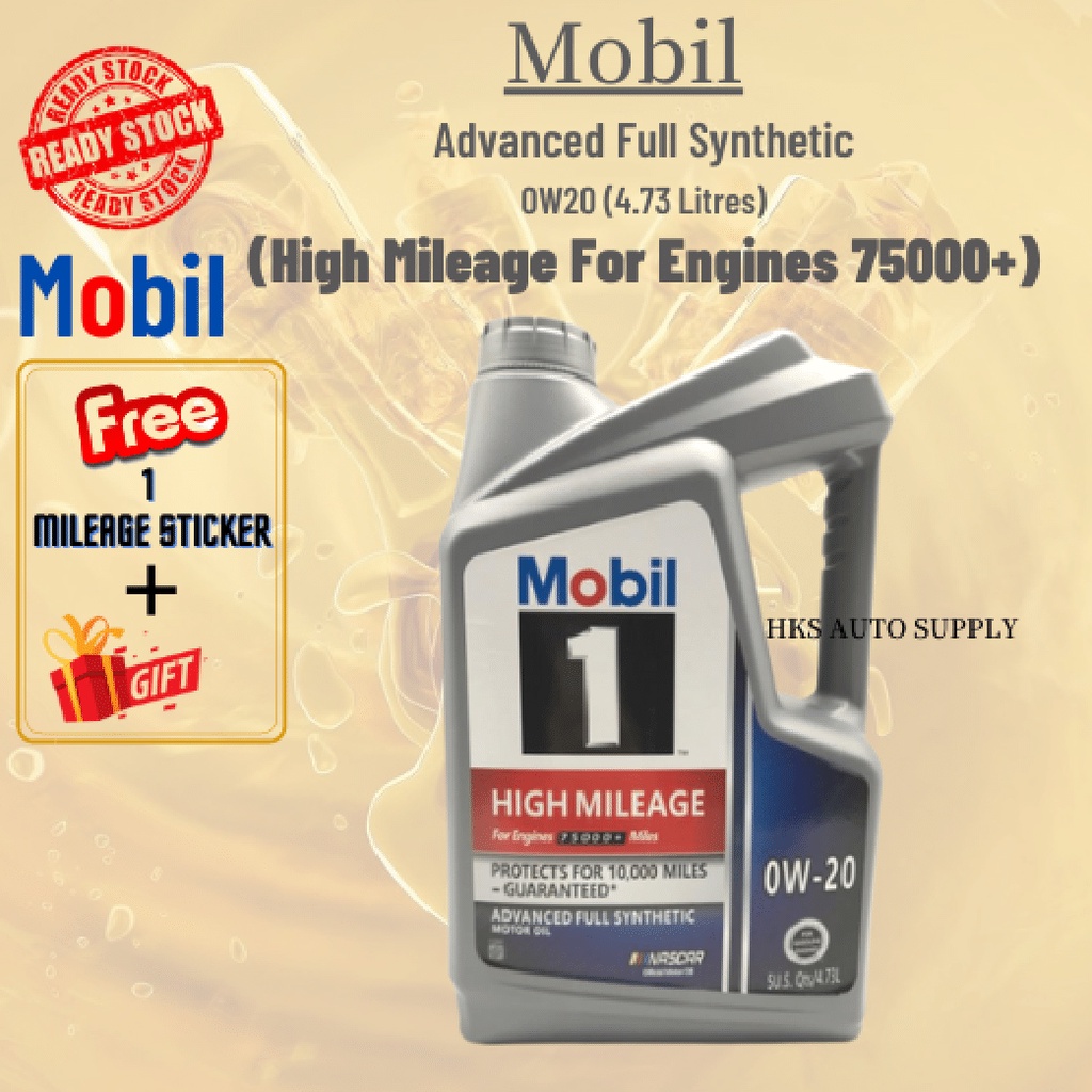 100%ORIGINAL Mobil1 High Mileage For Engines 75000+ miles 0w20 Fully ...