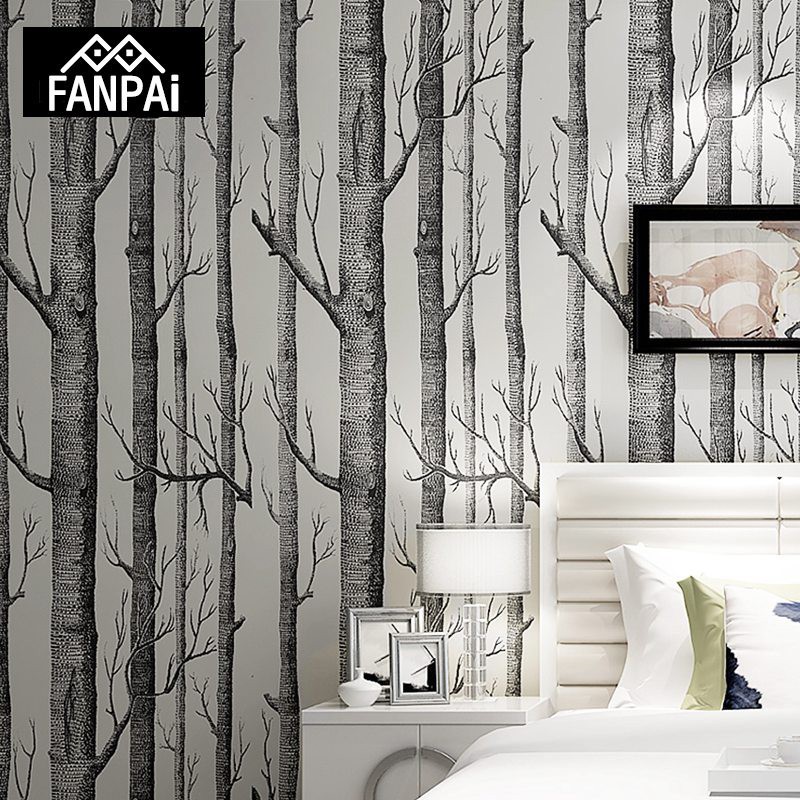 1 Roll 3d White Birch Tree Wallpaper Home Decor Wall Sticker Wall