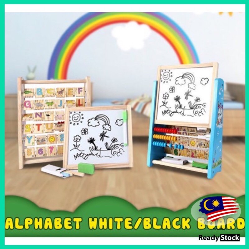 2 in 1 ALPHABET WHITE/BLACK BOARD Writing Drawing White Black Board