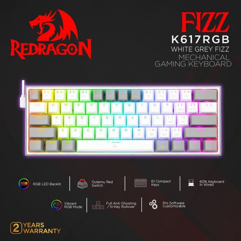 Gaming KEYBOARD MECHANICAL RED DRAGON K617 FIZZ K617 FIZZ / RGB ...