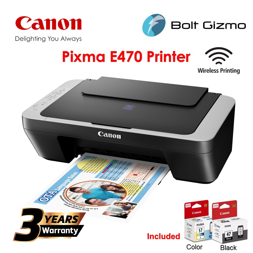 Canon E470 Wireless AllInOne Printer Print / Scan / Copy / WIFI For