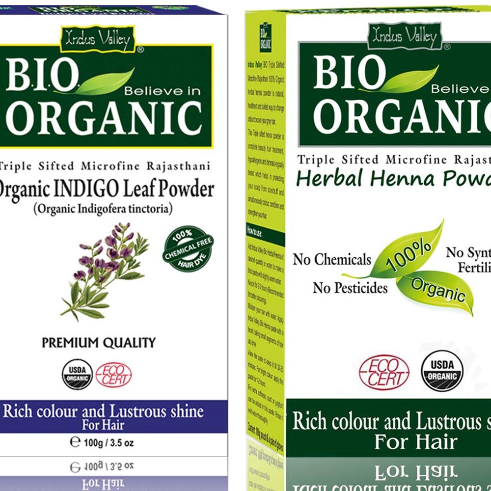 Indus Valley Bio Organic Natural Indigo Powder and Henna Powder Combo for  Black Hair Colour (100+100 gm) | Shopee Malaysia