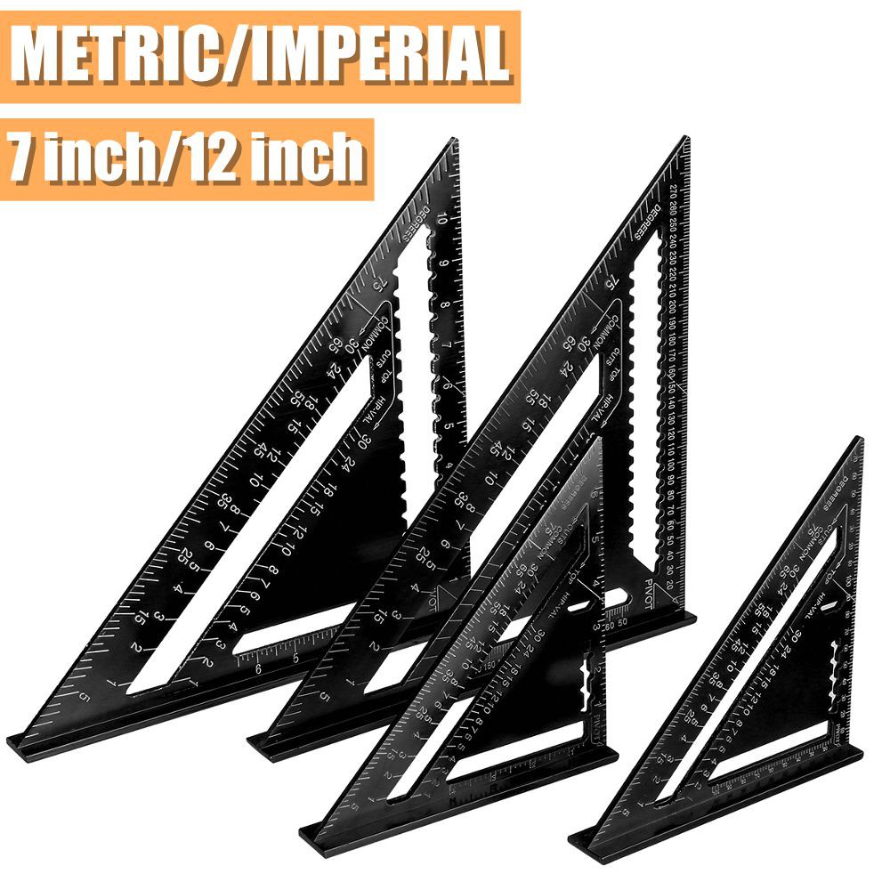 7'' Protractor Ruler Woodworking Tool Imperial Alum Speed Square Triangle Angle 