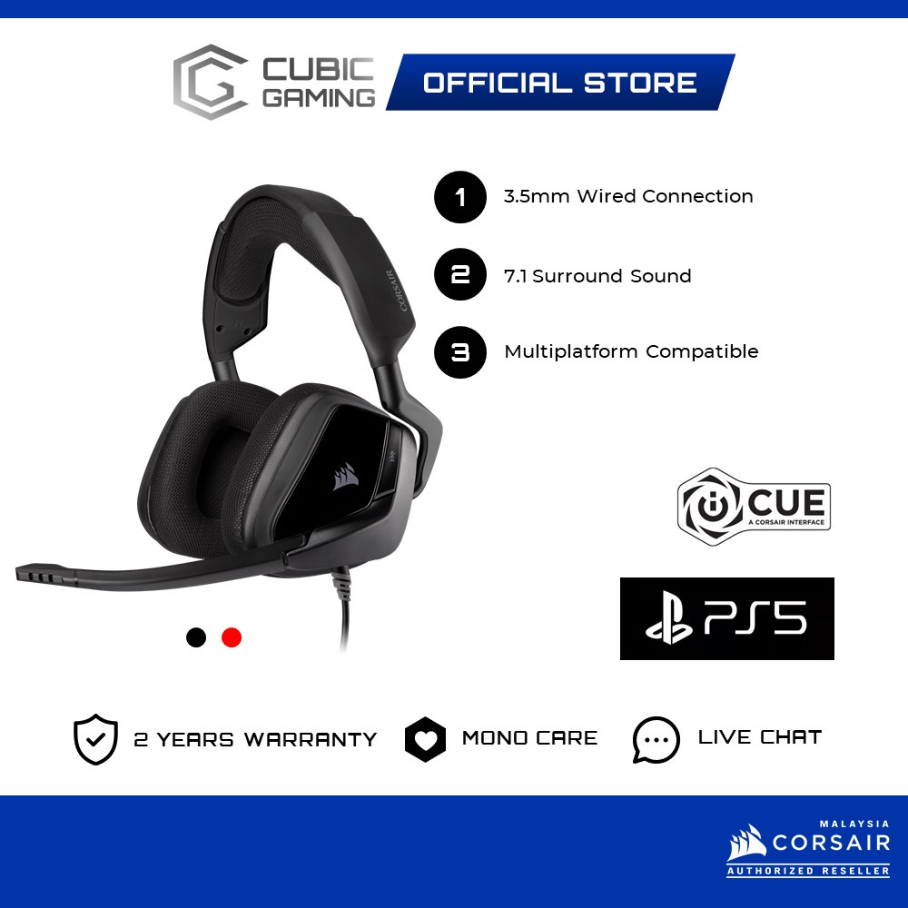 CORSAIR VOID Elite Surround 3.5mm Premium PS5 Gaming Headset with 7.1 ...