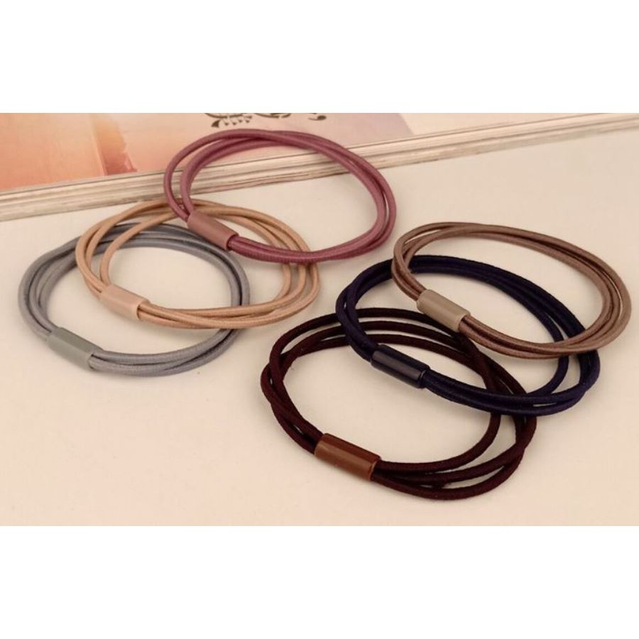 Ready Stock Simple Colorful 3 string Hair Band Hairties Rubber Band