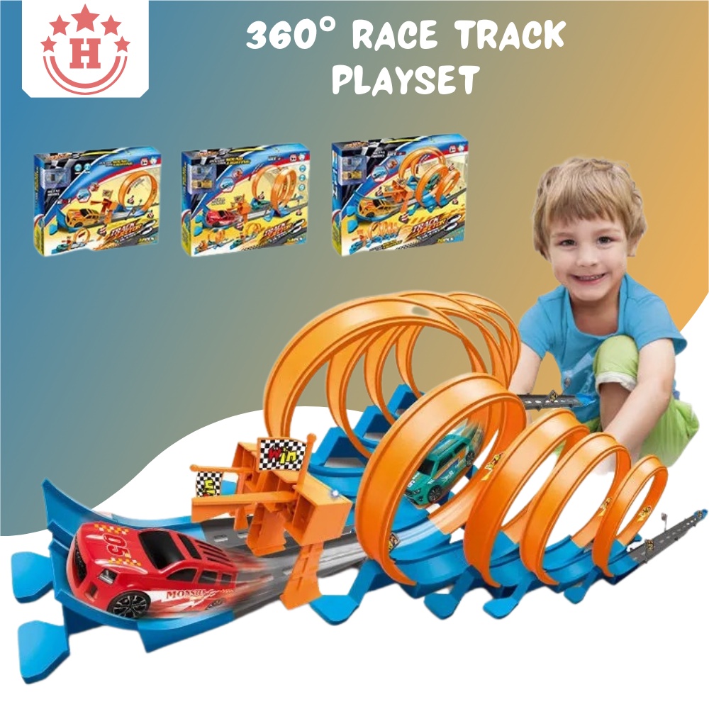 360 Degrees Spiral Ring Runway Track Race Car Play Set Toys Kids Car ...