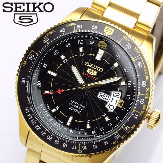 SEIKO 5 SPORT AUTOMATIC GOLD PILOT SRP618K1 | Shopee Malaysia