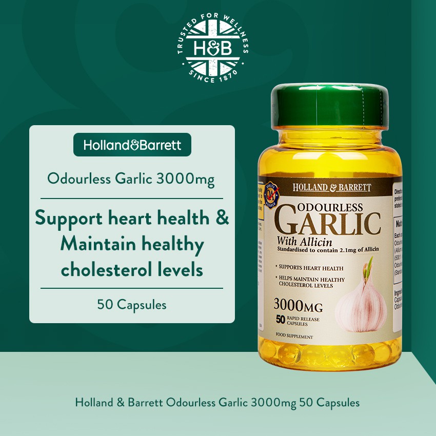 Holland & Barrett Odourless Garlic 3000mg 50 Rapid Release Capsules