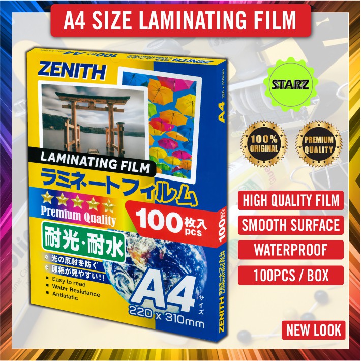 A4 LAMINATING FILM ZENITH / NISO 100pcs PREMIUM QUALITY LAMINATING FILM