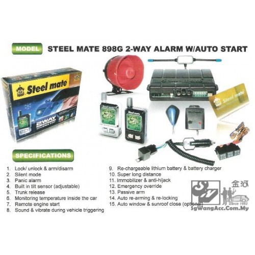 steelmate 898g 2 way car alarm w/ remote engine auto start