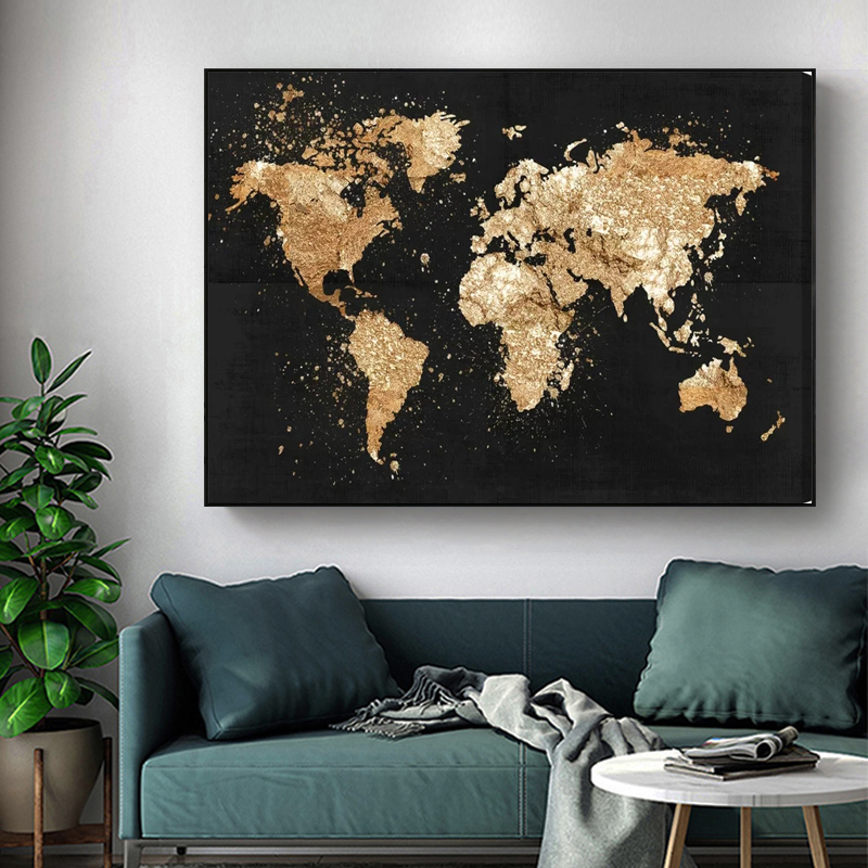 Abstract World Map Wall Art Abstract World Map Canvas Painting Retro Posters And Prints Modern Wall Art  Picture For Living Room Study Home Decor | Shopee Malaysia