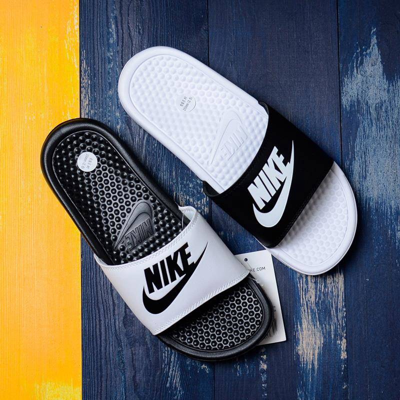 nike slippers for men white