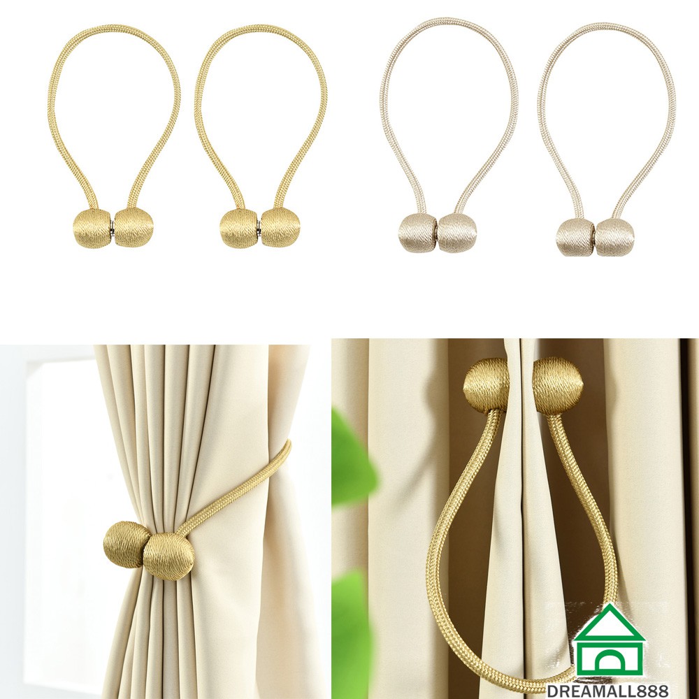 2pcs Magnetic Curtain Tiebacks Braided Ball Buckle Drapery