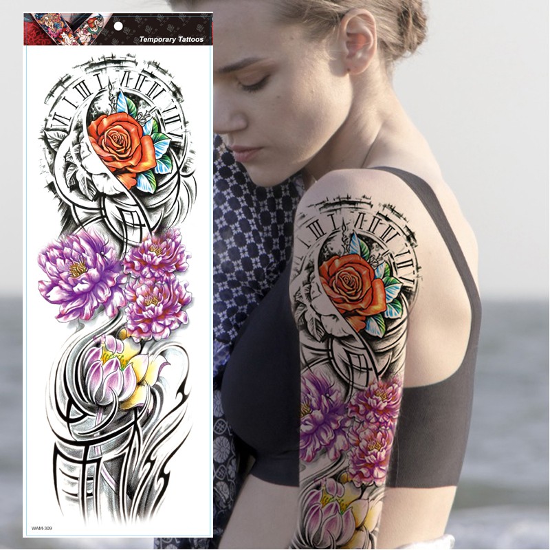 Large Arm Sleeve Tattoo Tiger Skull Owl Waterproof Temporary Tatto Sticker Fox Lion Body Art Full Fake Tatoo Women Men Shopee Malaysia