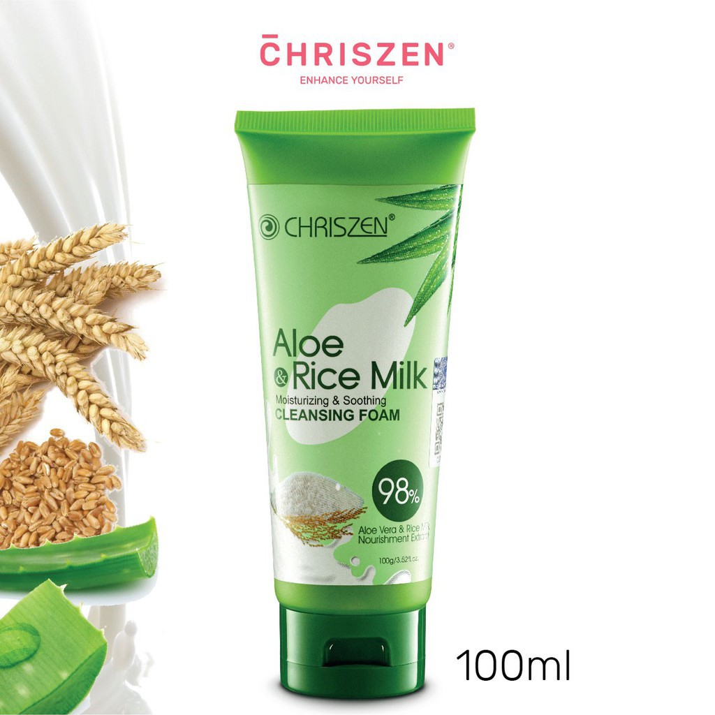 CHRISZEN 98 ALOE VERA & RICE MILK CLEANSING FOAM (100G) Shopee