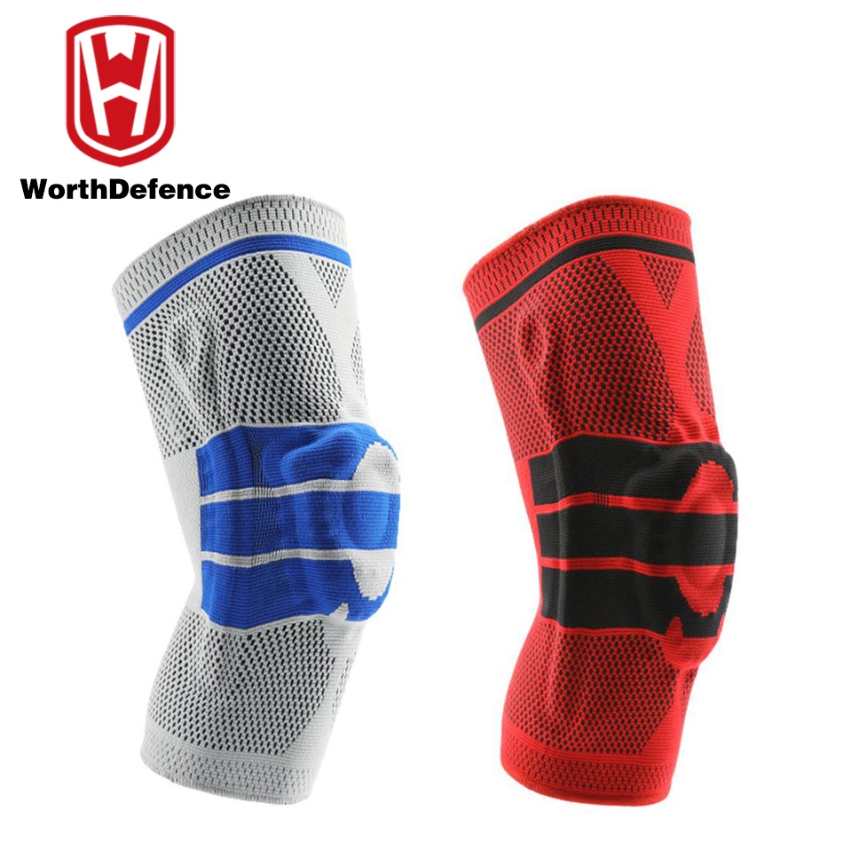 Worthdefence 1 Piece Silicon Padded Basketball Knee Pads Elastic Patella Brace Kneepad Support Fitness Gear Protector Volleyball Tennis