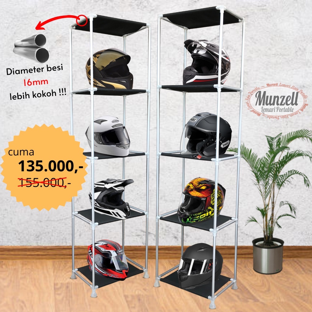 Helmet Rack 5 Space Munzell Type RHM09 (Display Rack / Versatile