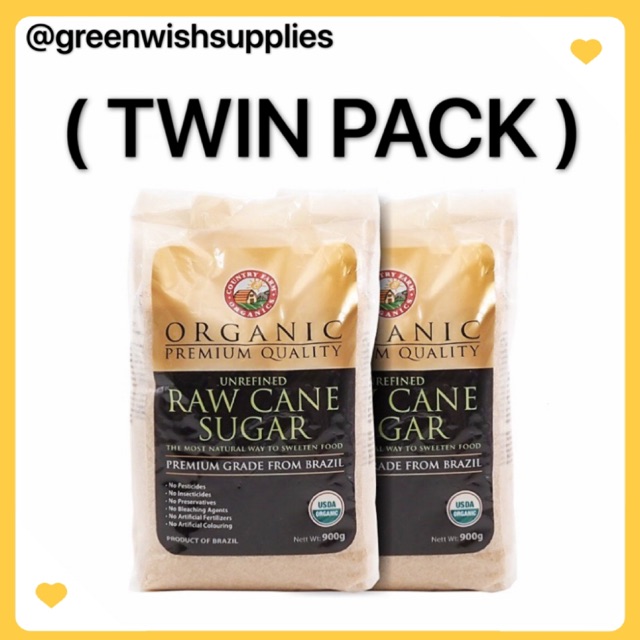 COUNTRY FARM ORGANICS - Organic Raw Cane Sugar 有机蔗糖 (900g x 2 Packs) Exp:12/2025 [HALAL][Non GMO][Ready Stock]