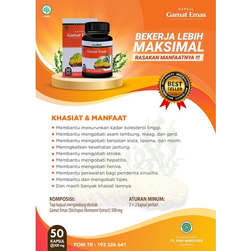 Gamat Gold Contents 50 Capsules Of All Types Of Herbal Diseases 100% ...