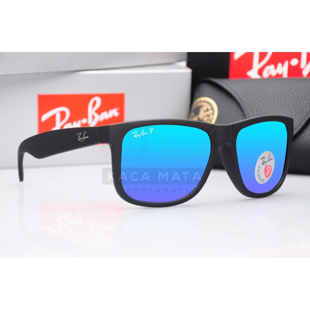 Brand Neworiginal Ray Ban Justin Sunglasses Rb4165 Blue Mirror Polarised Shopee Malaysia