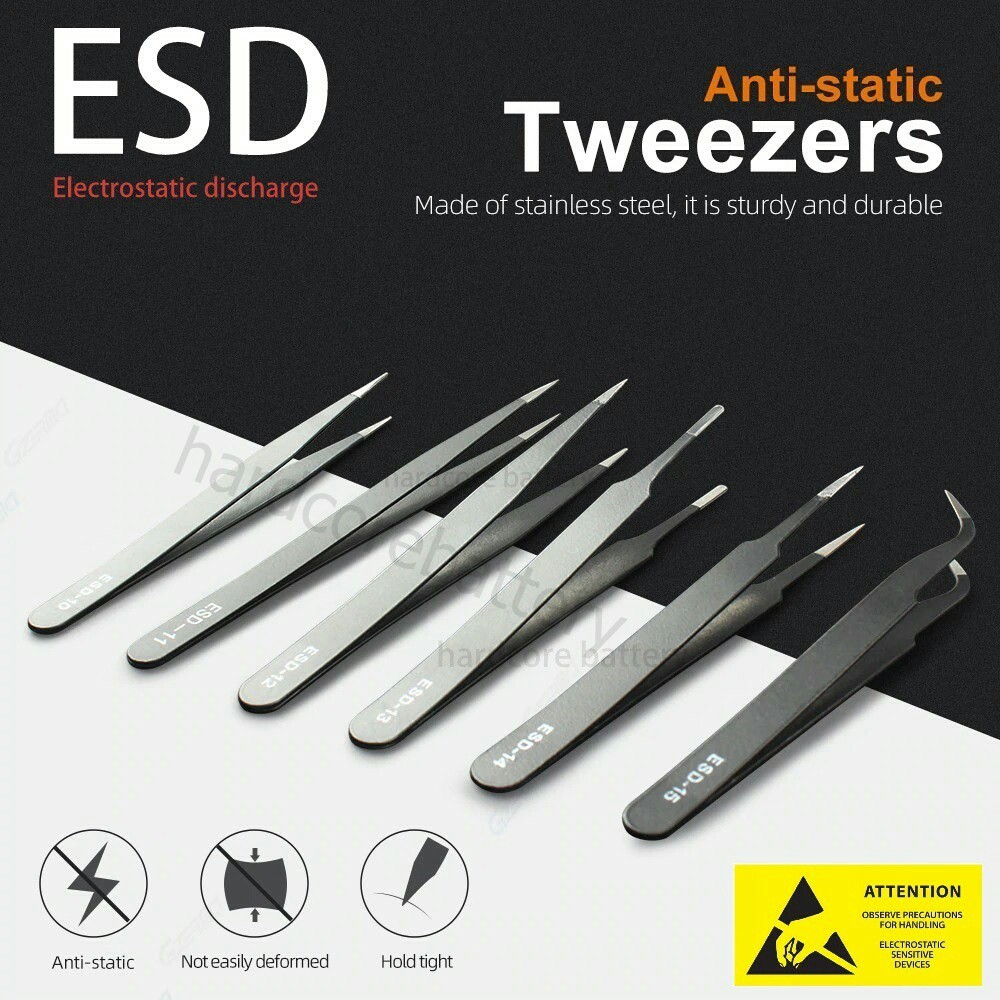 ESD Stainless Steel Tweezers Multifunction Anti static Magnetic BGA Work  phone Repair Tools Forceps Industrial Precision | Shopee Malaysia