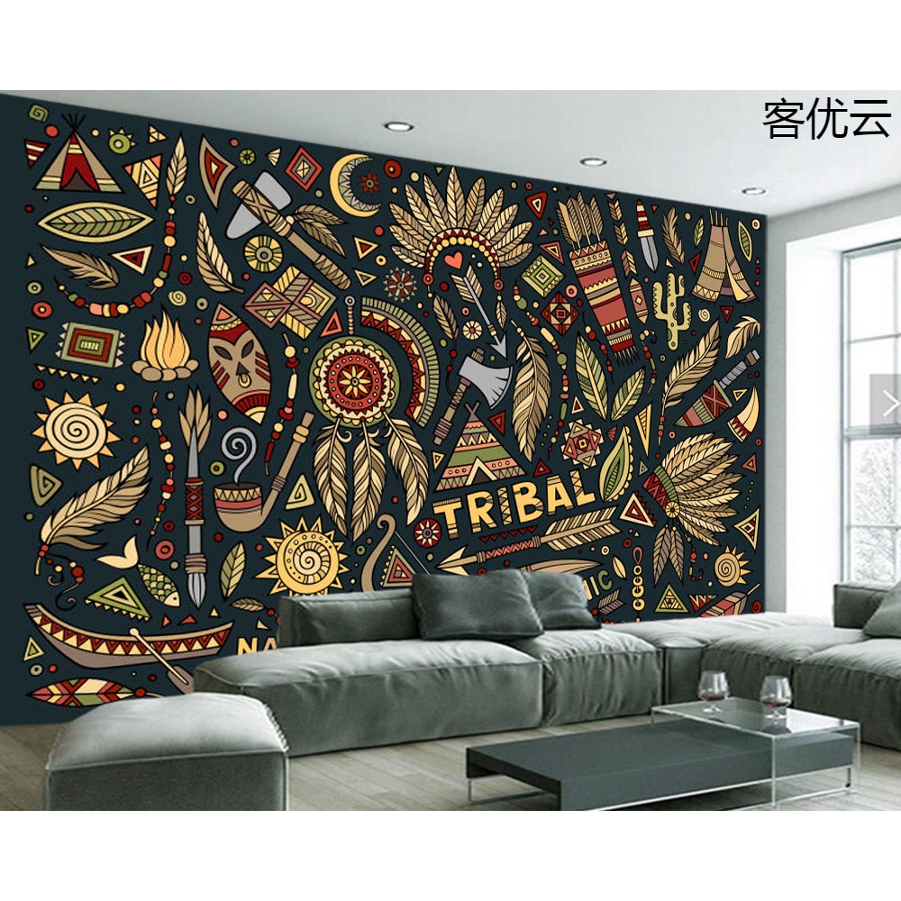 Indian Style Doodle 3d Wallpaper Living Room Sofa Tv Wall Bedroom Wall Papers Home Decor Restaurant Bar Mural Shopee Malaysia