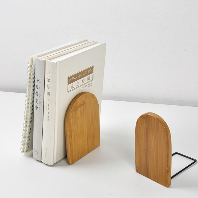 【Ready Stock】 Simple Dormitory Reusable Resistance Bookshelf Wooden Book By Book Stand 简约宿舍卧室桌面收纳木质书立原木风书靠挡板书本收纳