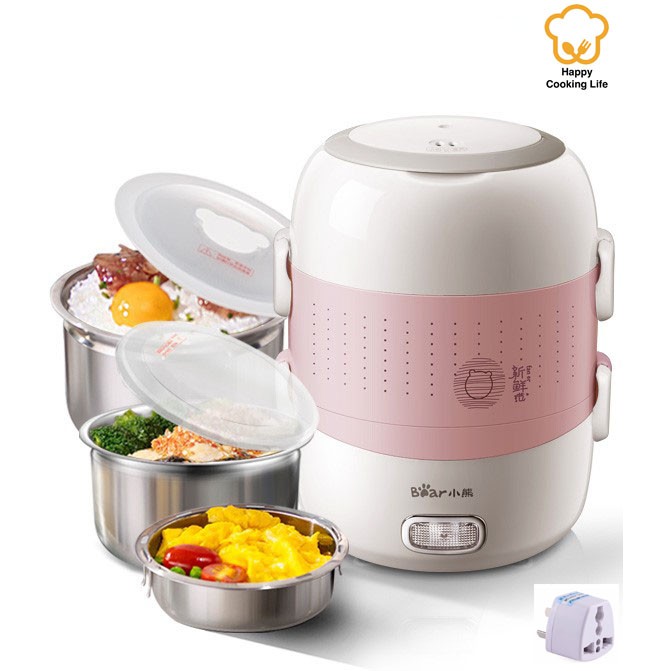 ☀️💥【HOT】Bear 3 tier Non Digital Electric Lunch Box| Rice cooker|Travel cooker| Promo 2.0 L⚡【Free Gift】