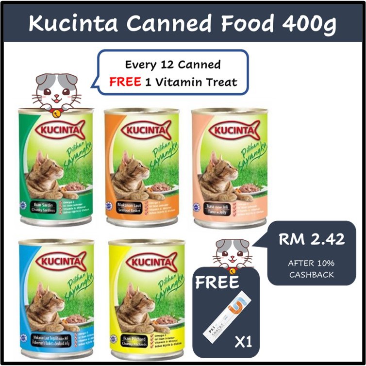 Buy FREE GIFT Kucinta Canned Food Cat Wet Food - 400g / Wet Food 