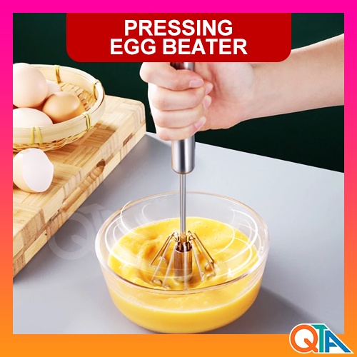 Hand Egg Beater Stainless Steel SemiAuto Egg Beater Pemukul Telur Batter Beater Whisker