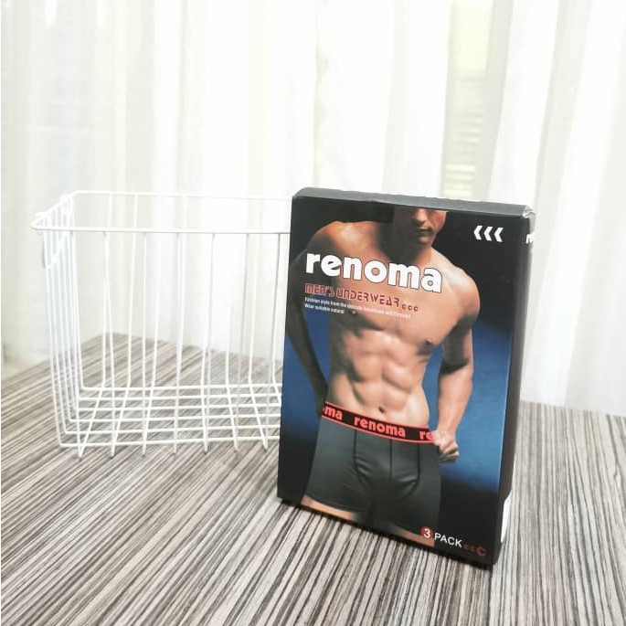 Comfortable Men Boxer Kotak Hitam 3 Helai Satu Kotak