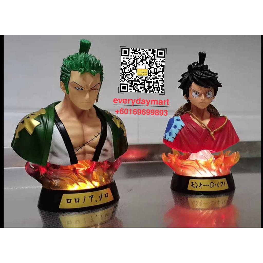 One Piece Monkey D Luffy Roronoa Zoro Bust Part Statues Action Figure海贼王 路飞 和服索隆 草帽路飞和之国半身像q版公仔盒装手办