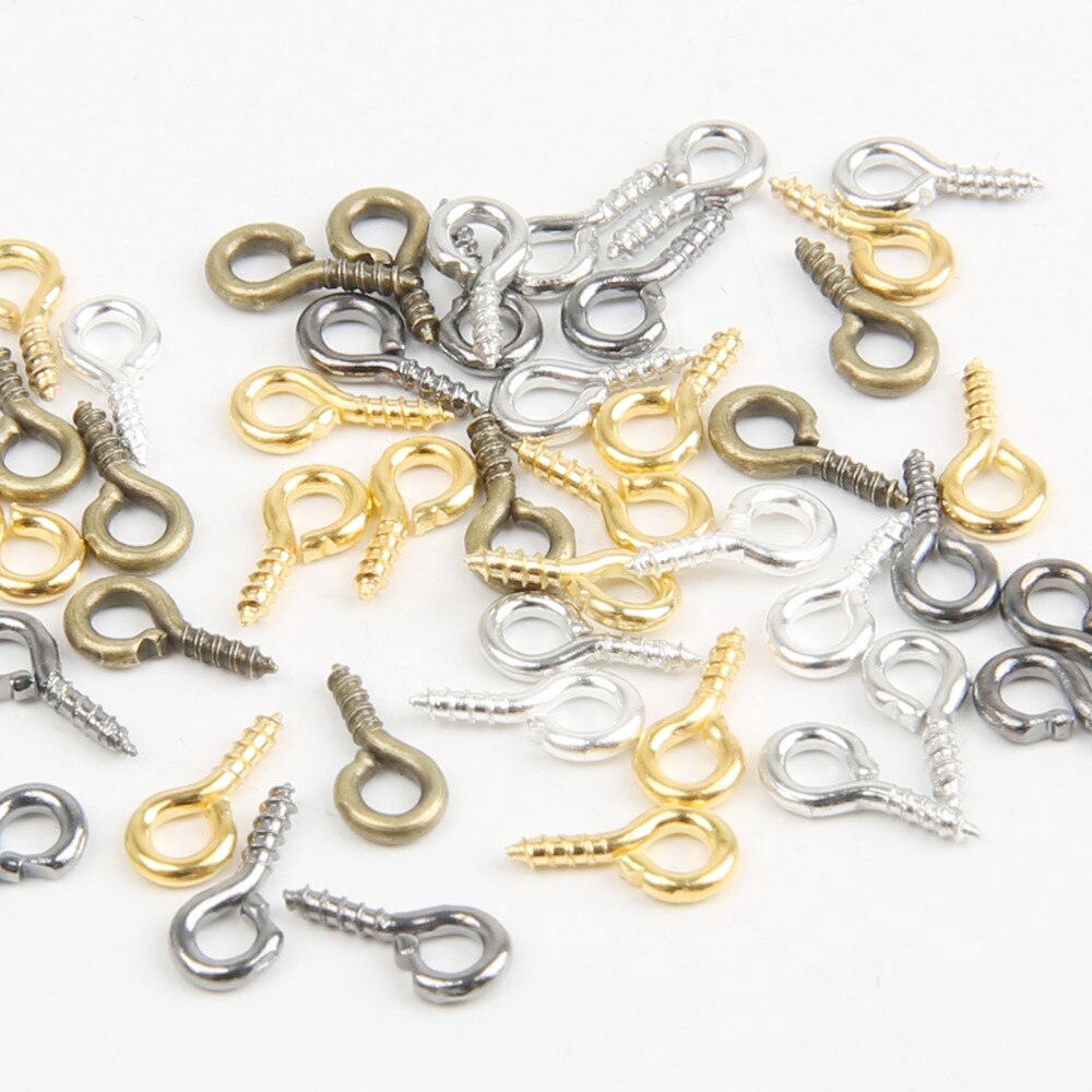 200PCS/LOT Small Eye Screw Hooks Clasps Eye Pin For Pendant Silver