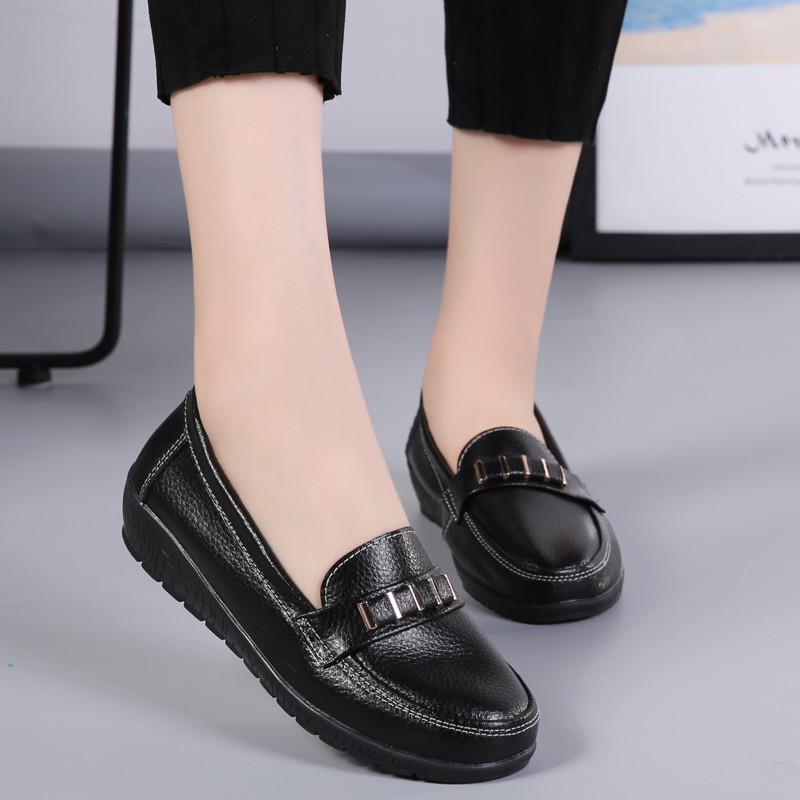 Scl 8 Colors Loafers Women S Casual Slip On Shoes Cow Leather Kasut Kullit Wanita Shopee Malaysia