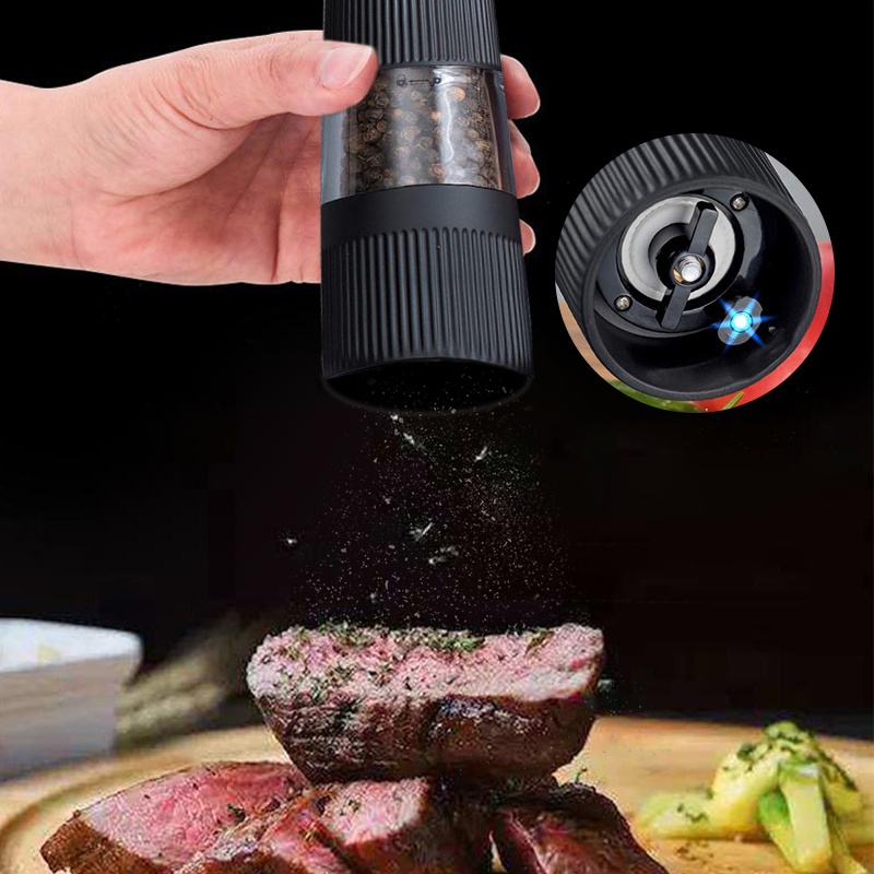 KEMORELA Automatic Salt Pepper Grinder Set Electric Ceramic Mill Herb Pepper Spice