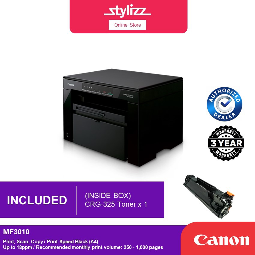 Canon Imageclass Mf3010 Mono Laser Printer Extra Toner Free 3 Pin Uk Plug Shopee Malaysia