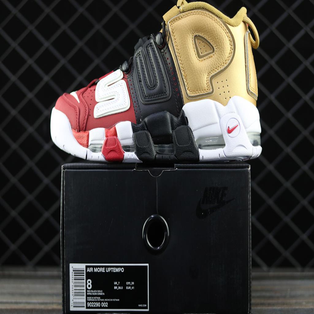 Supreme x Nike Air More Uptempo 'Tri-Color' Black/Gold/Red Sports Shoes for And Mens Sneakers | Shopee Malaysia