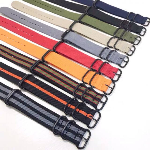 【Ready Stock】 11-color heavy-duty nylon strap NATO ZULU strap 18mm 20mm 22mm 24mm strap, canvas replacement strap (applicable to Casio and various brand watches)