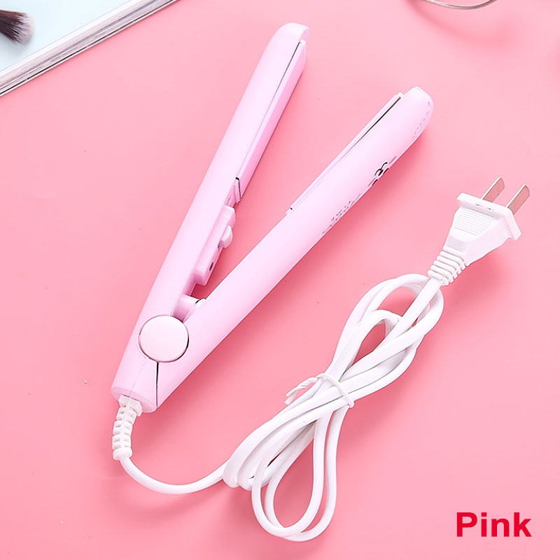 2 in 1 Electric Hair Straightener Curly Cartoon Mini Colorful Portable Ultra Slim Non-Slip Switch On Off Easy Operation