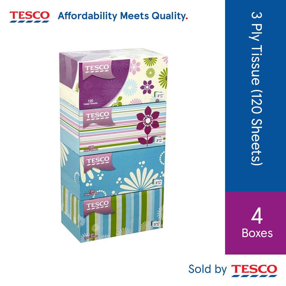 Tesco Facial Tissue (3 Ply x 120's x 4) Shopee Malaysia