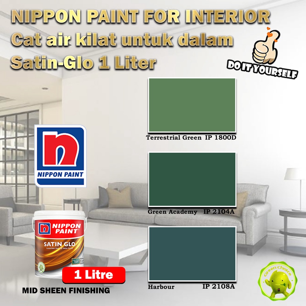 Nippon Paint Paint for Interior SatinGlo 1 Litre Terrestrial Green