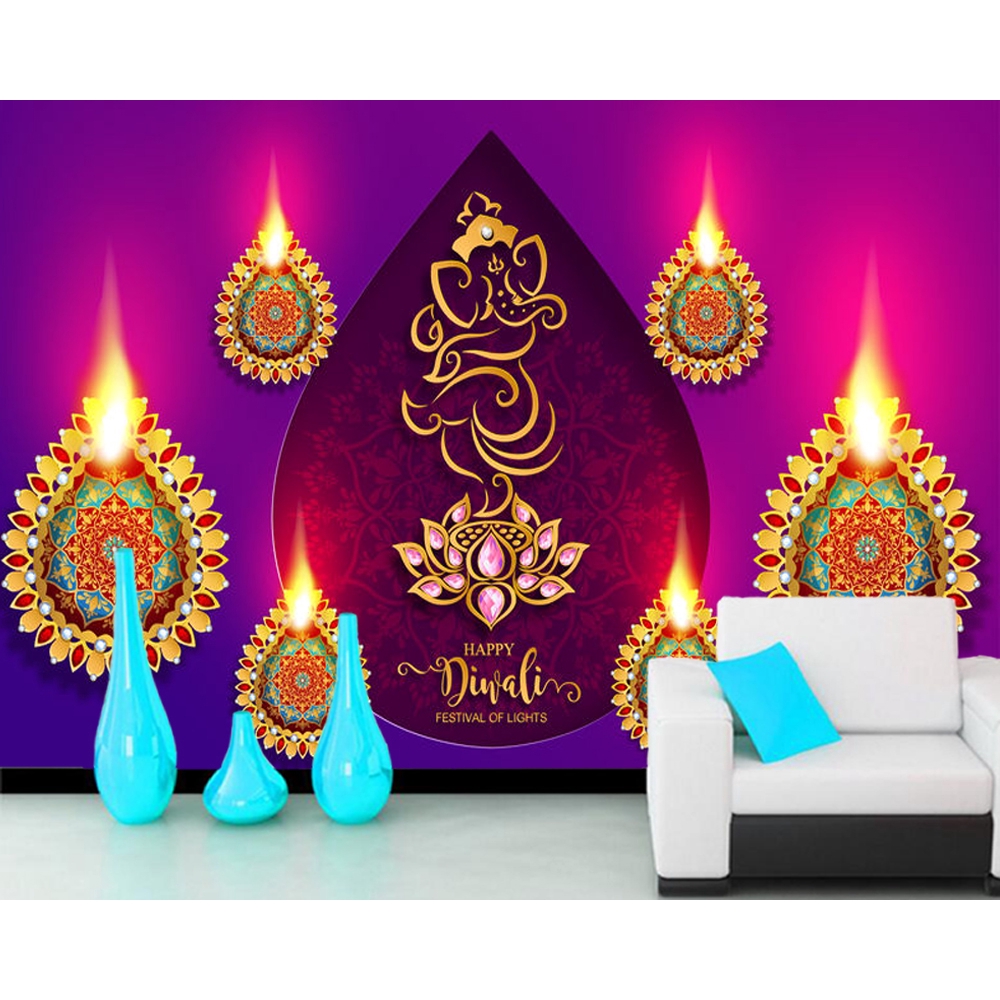 Papel de parede Golden diwali pattern and crystal color 3d wallpaper,living  room sofa TV wall bedroom restaurant mural | Shopee Malaysia