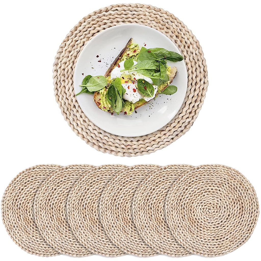 Table Placemat Corn Husk Dining Placemat Heat Insulation Pot Holder Round Placemats Coffee Drink Tea Cup Table