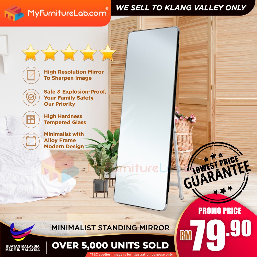 【READY STOCK】𝐌𝐘𝐅𝐔𝐑𝐍𝐈𝐓𝐔𝐑𝐄𝐋𝐀𝐁®Standing Long Mirror Stand Cermin Panjang