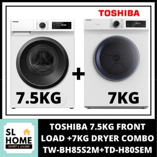 {KL SELANGOR ONLY}TOSHIBA TW-BH85S2M  7.5KG FRONT LOAD INVERTER WASHER 7KG Sensedry Tumble Dryer TD-H80SEM