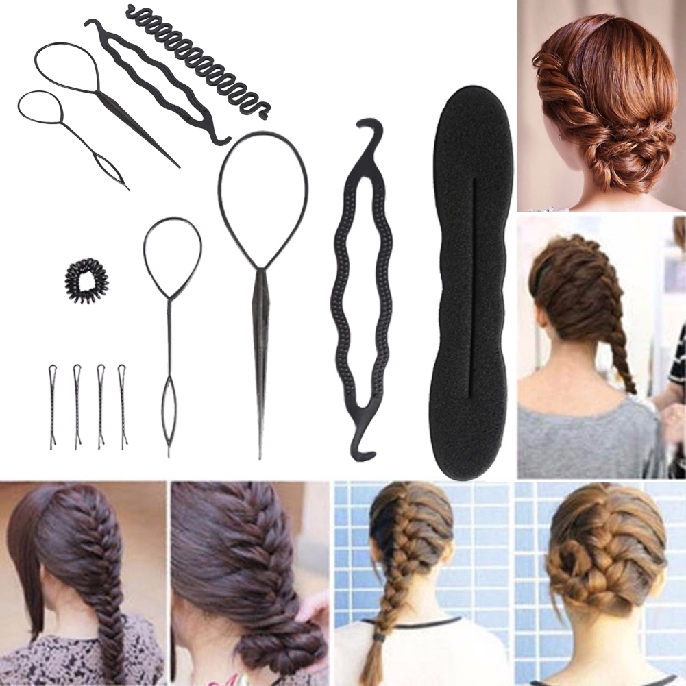 4 9pcs Hair Bun Maker Braiding Styling Disk Twist Tools Diy