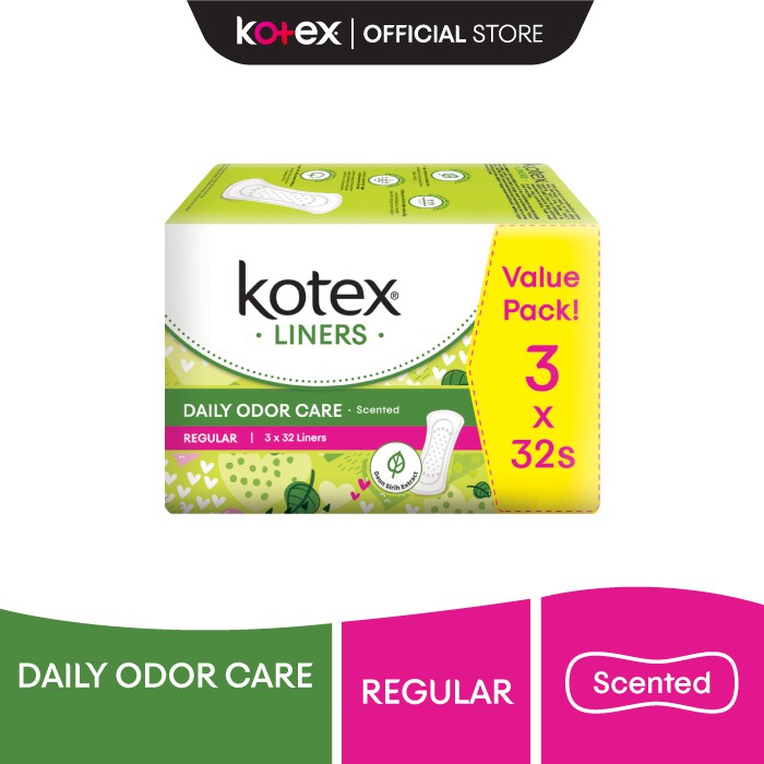 Kotex Liners Regular Scented (32's x 3 Packs) Shopee Malaysia