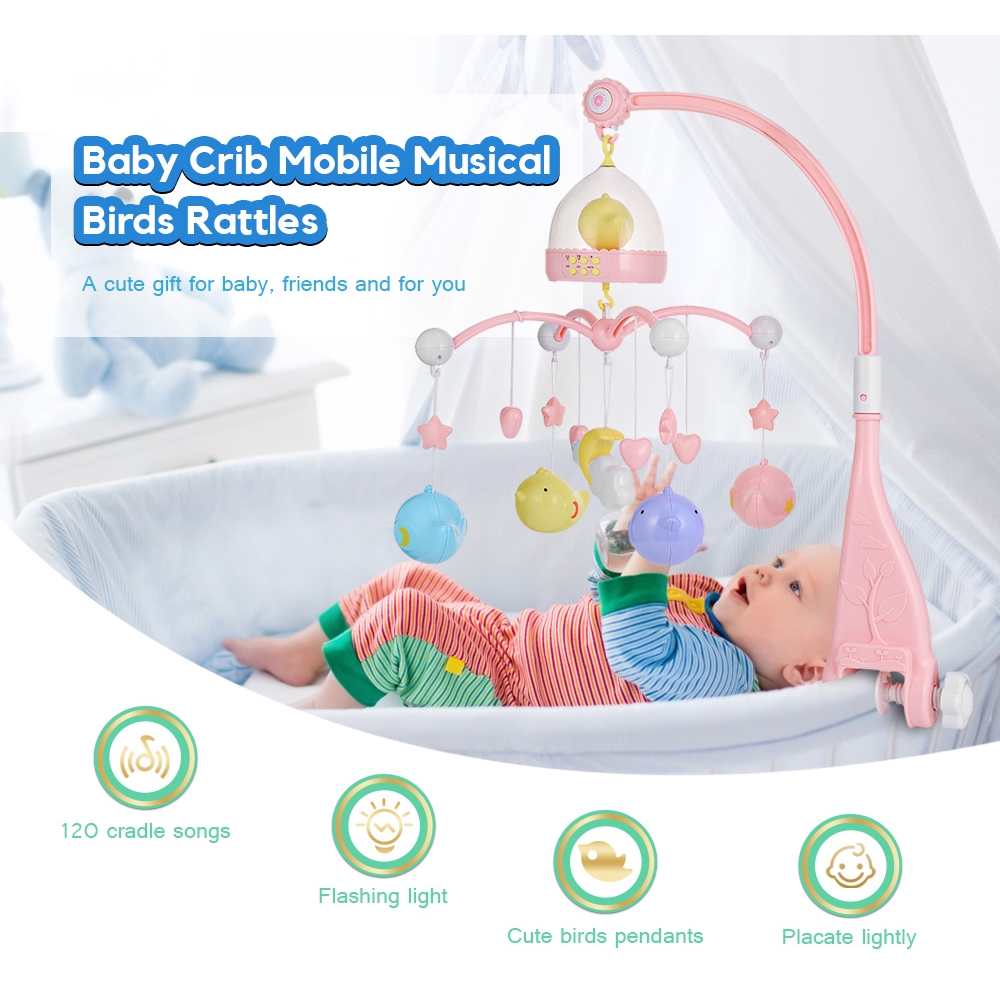 Baby Bed Bell Music Toy Musical Crib Mobile With Remote Control